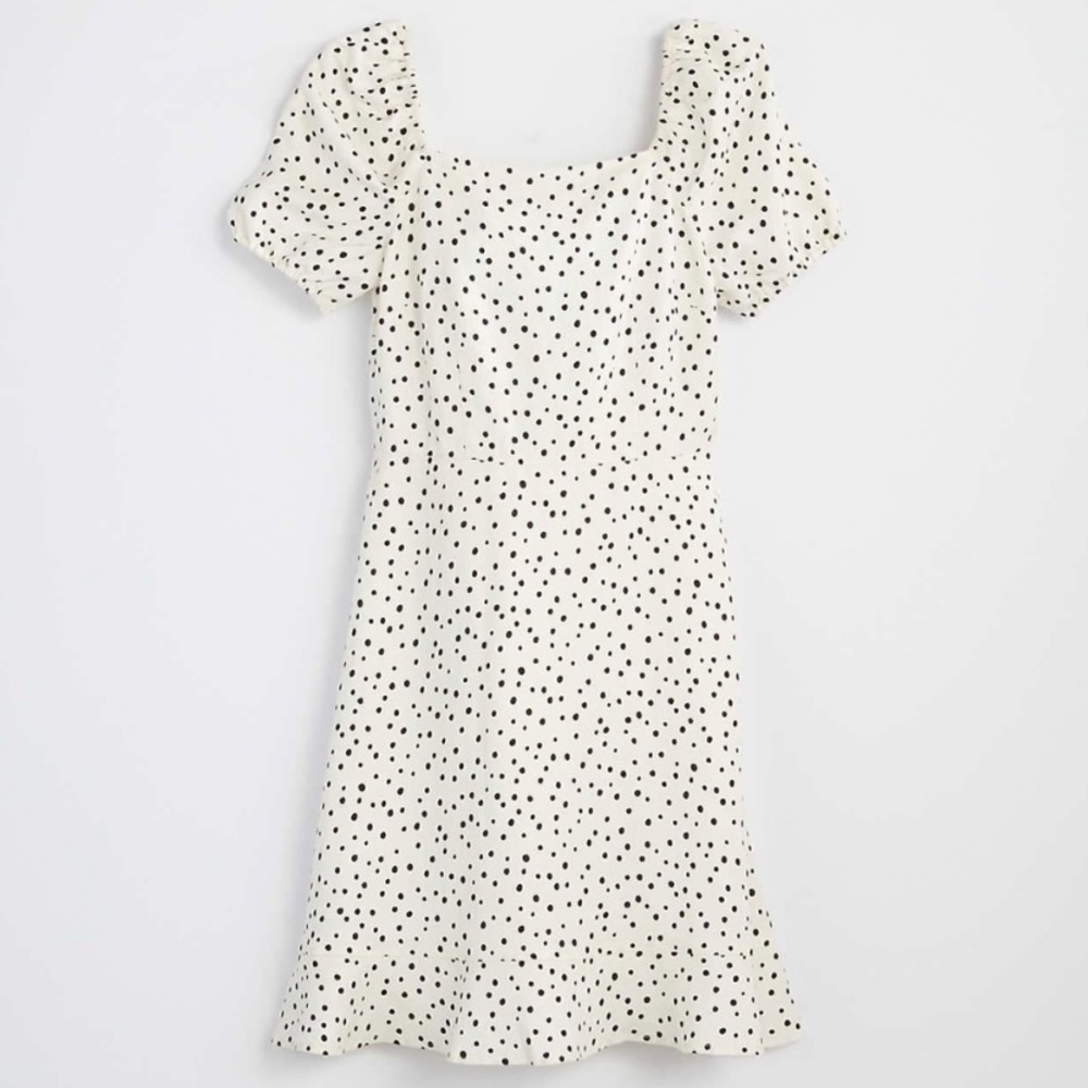 Loft Dotted Tie Back Flare Dress